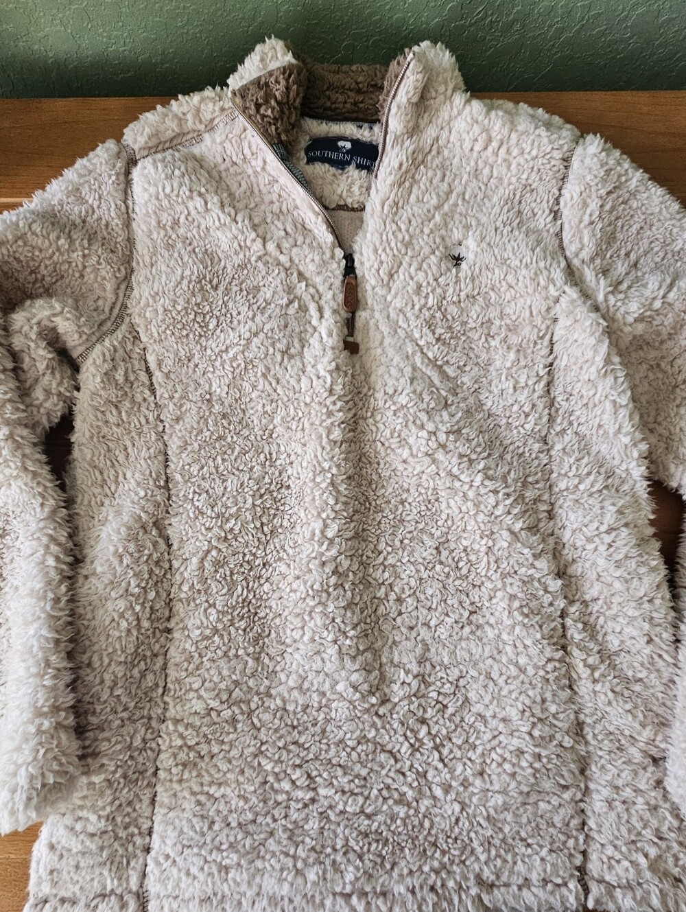 The Southern Shirt Co. Cream Quarter-Zip Sherpa Pullover XS